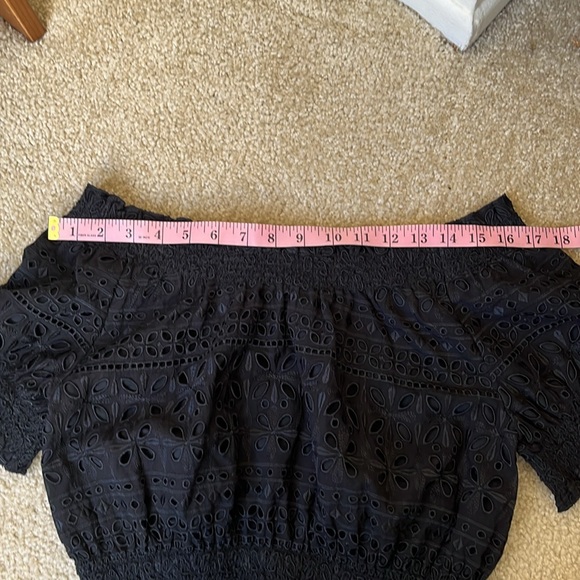 Women’s J. Crew Black Eyelet Lace Outfit Skirt Off the Shoulder Top Set Size XS - Picture 10 of 16